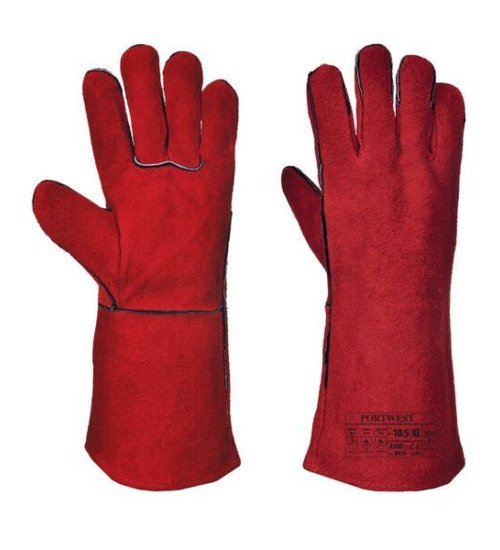 PORTWEST A500 BASIC RED LEATHER WELDING GAUNTLETS SIZE XL - MOQ 6 PAIR