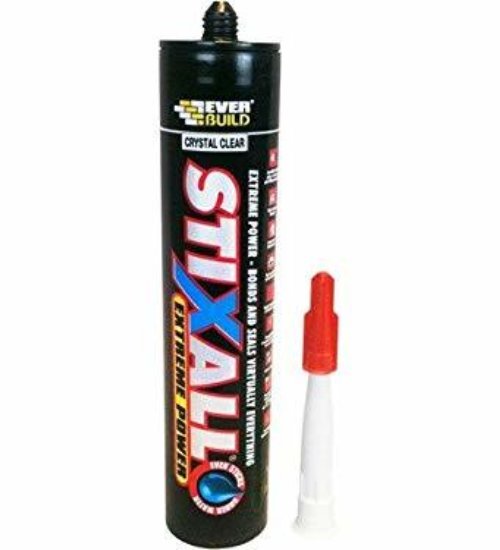 Everbuild Stixall extreme power adhesive and sealant CRYSTAL CLEAR all weather 290ml cartridge
