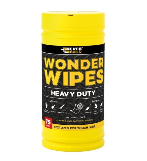 Everbuild heavy duty Wonder Wipes tub - 75 textured disinfectant heavy grime wipes