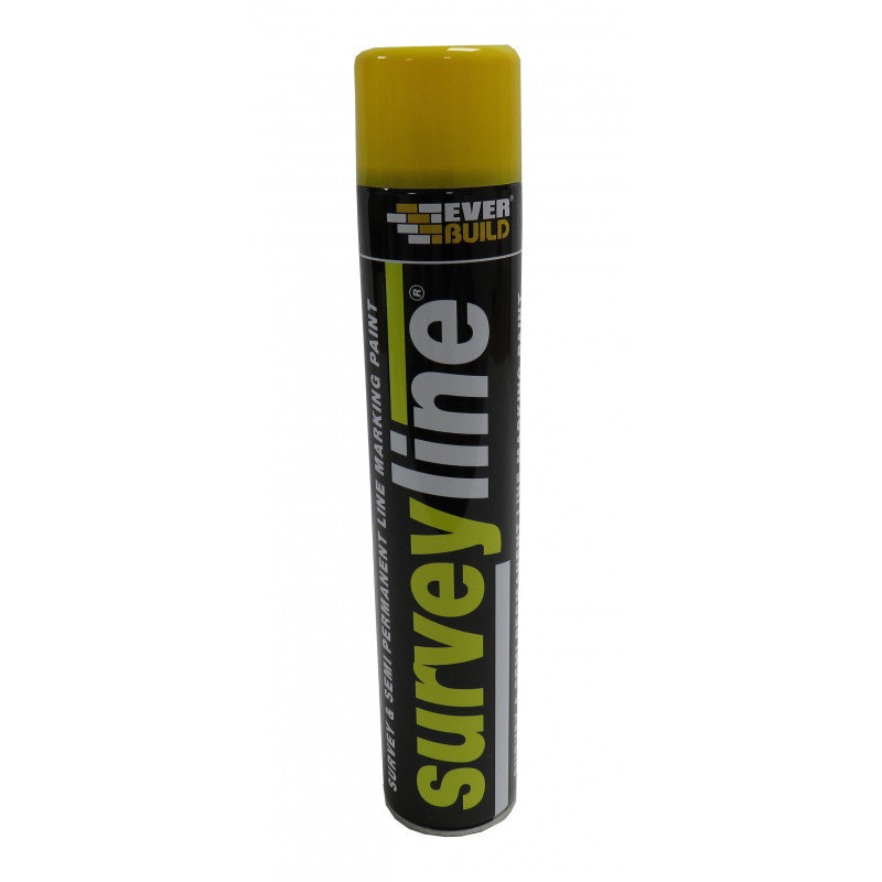 Everbuild surveyline line, spot and road marker spray 700ml - line marking semi permanent white, red, yellow and blue
