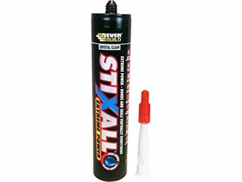 Everbuild Stixall extreme power adhesive and sealant CRYSTAL CLEAR all weather 290ml cartridge