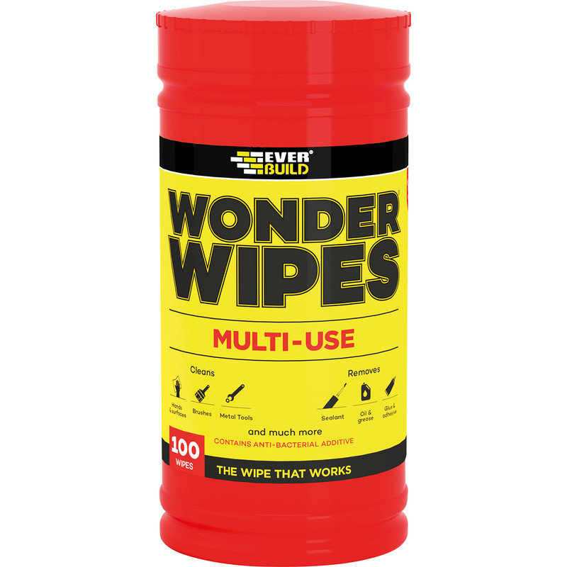 Everbuild wonder wipes multi use trade wipe tub of 100 cleaning antibacterial all surface