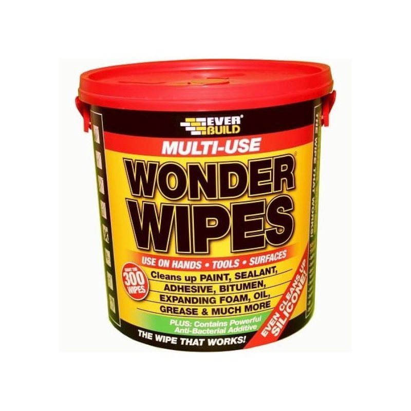 Everbuild wonder wipes multi use trade wipe tub of 300 cleaning antibacterial all surface
