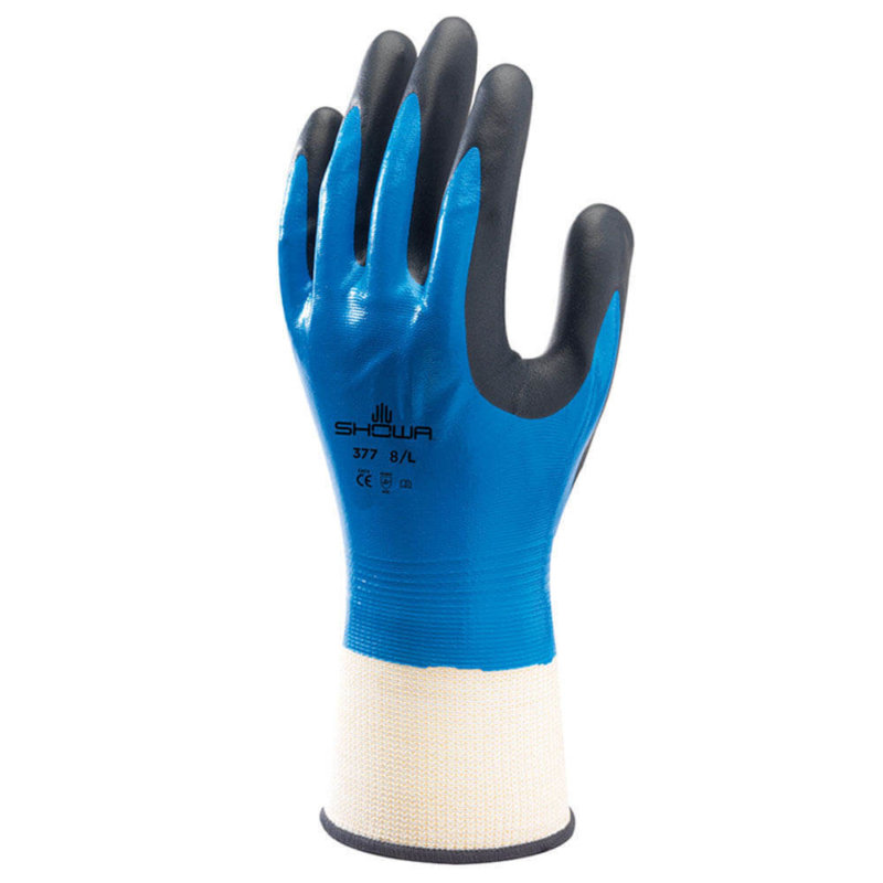 SHOWA 377 Nitrile Waterproof Work Grip Gloves