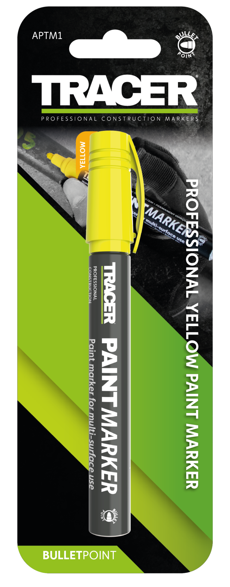 Tracer yellow paint marker 1 - 3mm bullet tipped marker